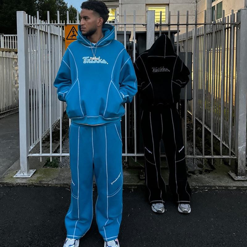 European and American Fashion Trendy Brand Letter Printing Loose Sweater Y2K Hip Hop Street Wear Men's and Women's Jumpers Top Set