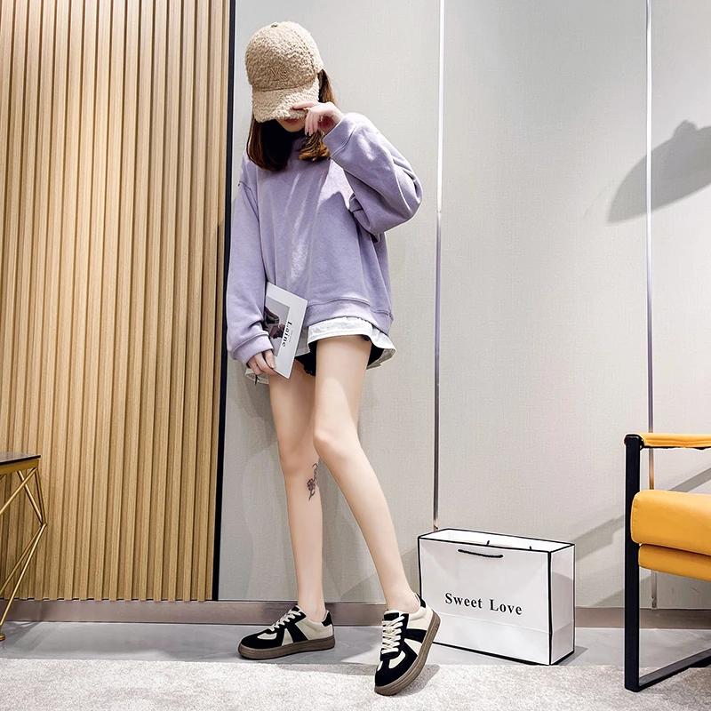 Fashion Shoes Woman 2024 Trend Cow Suede Leather Women Sneakers Mixed Color Flat Sneakers Ladies Casual Shoes Fashion Plus Size 40