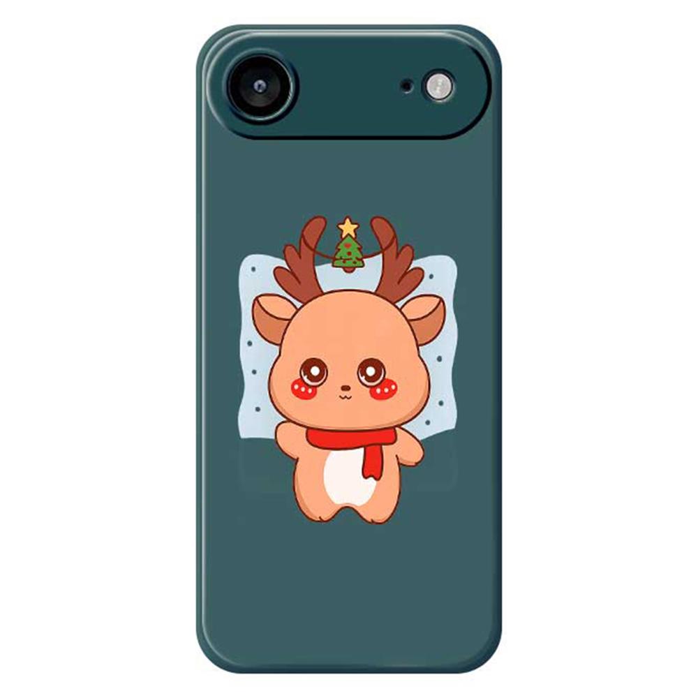 

For iPhone 17 Air Case Cartoon Deer Pattern Printing Straight Edge TPU Phone Back Cover Green