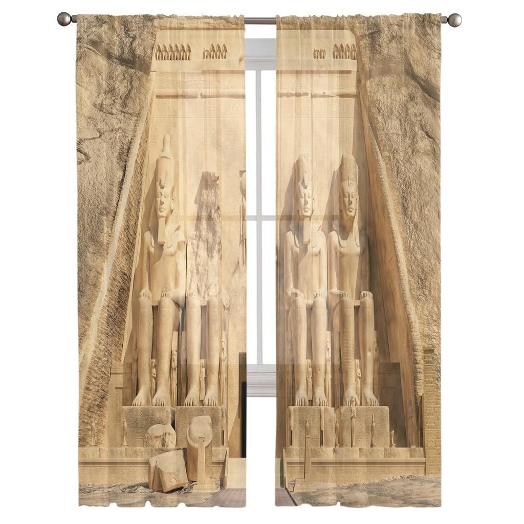 Egypt Historické dědictví Umění Starověký tyl Průsvitné okenní závěsy do obývacího pokoje Ložnice Moderní voál Organza Závěsy Závěsy