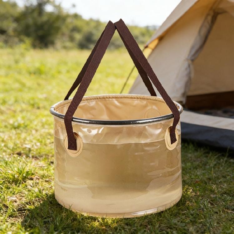 20L/30L Capacity Outdoor Folding Bucket PVC For Campers Hiker Fishermen Convenient Carry Handle