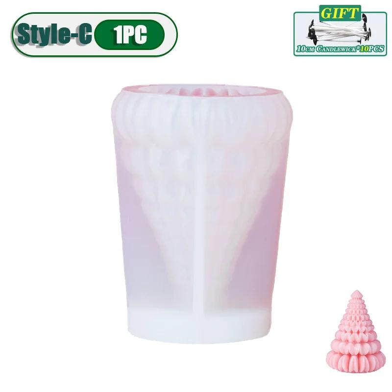 1-20PCS Christmas Tree Silicone Candle Mold Diy Plaster Aromatherapy Candle Mold Handmade Soap Mold Christmas Decoration