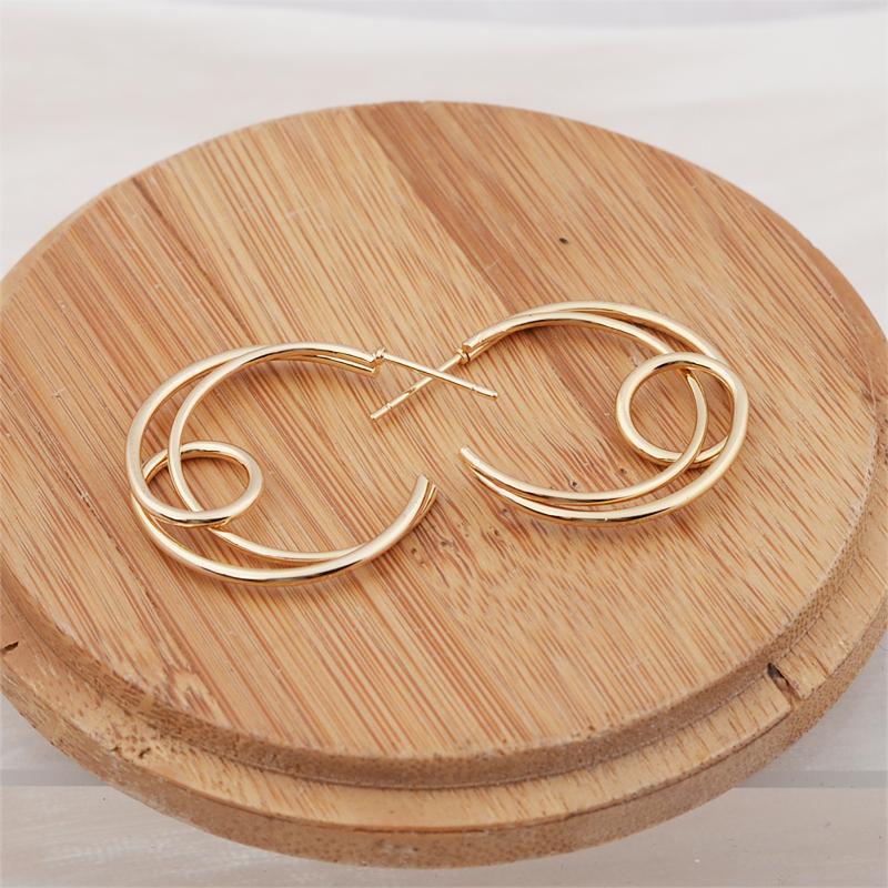 Moon Multi-layered Geometry C-Typed Gold Color Line Smooth Drop Earrings for Women Big Hyperbole Fashion Party Jewelry