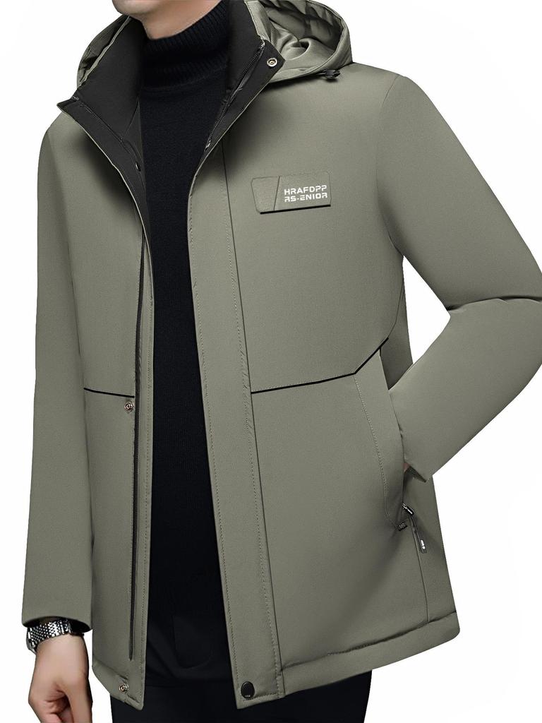 Trendy Men's Winter Hooded Cotton Jacket - Fashionable Business Casual Style, Plus Velvet Warmth for Middle-Aged Dads (2025)