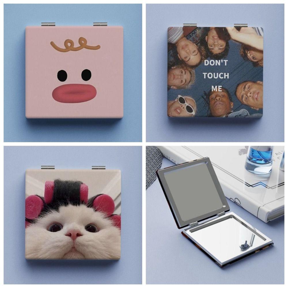 Cat Pattern Foldable Mirror Magnifying Pocket Mirror Portable Makeup Mirror Children Student