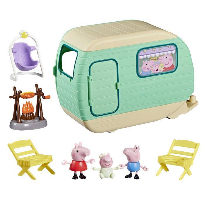 Peppa Pig La caravane des trois petits cochons, coffret de 3 figurines avec Bébé Evie, jouets préscolaires pour enfants, dès 3 ans