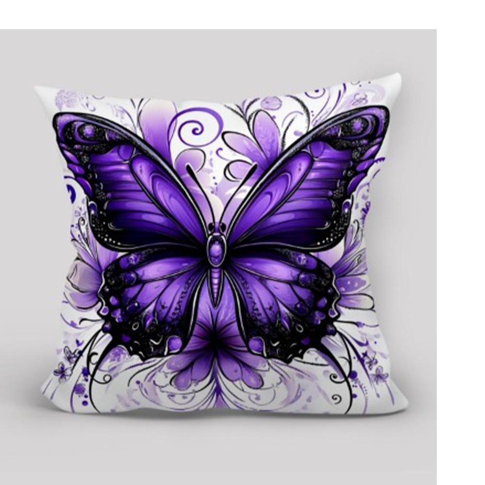 Purple Butterfly Fantasy PillowcasesLiving Room Sofa Cushion Cover, Soft and Comfortable, Bedroom Room Decoration