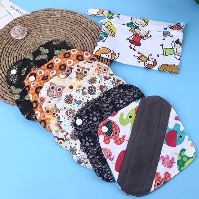 6pcs 10 Inch Regular Charcoal Bamboo Mama Cloth//Menstrual Pads//Reusable Sanitary Pads 7pcs Set 1pc Mini Wet Bag Sunflower