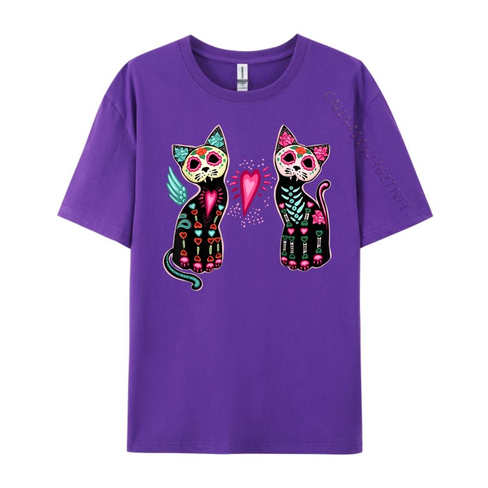 Day Of The Dead Cats Shirt Cat Lovers Dia De Los Muertos Plain Shirt Mens Clothing Normal Men Clothes Luxury Brand Luxury