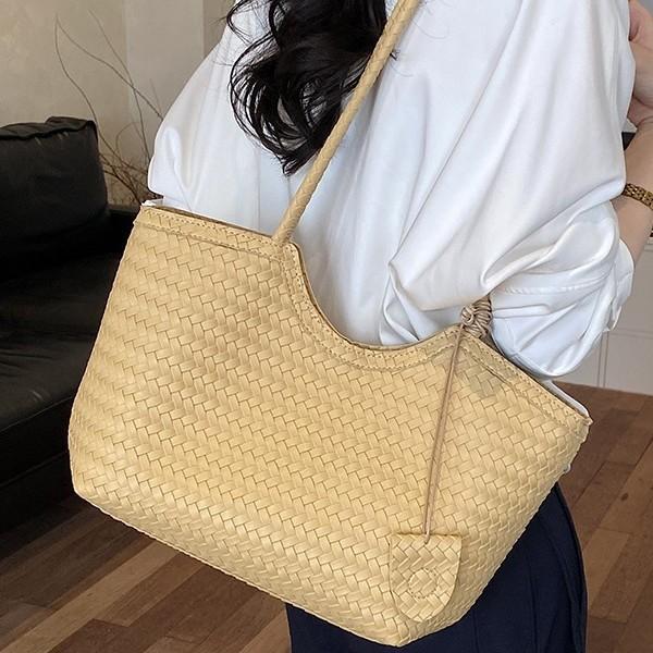 New Shoulder Bag Woven Fashion Versatile Handbag Niche Woven Tote Bag Women'S Vacation Style Large Capacity