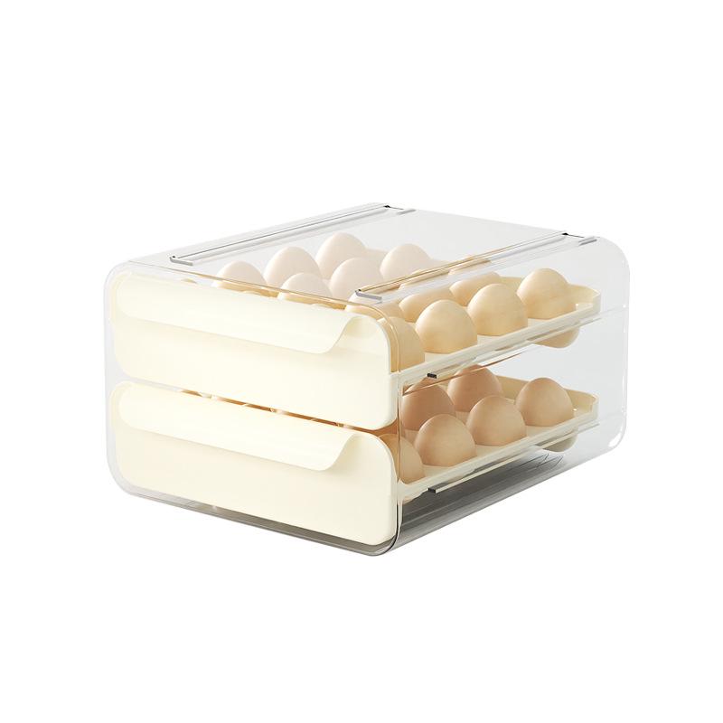 Transparent Egg Storage Box with 32 Compartments, Stackable and Durable for Kitchen and Refrigerator.