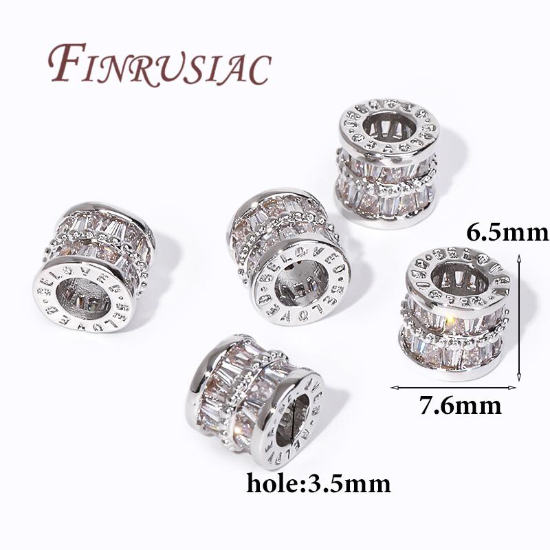 18K Gold Plated Zircon Crystal Bead Accessories For Bracelets,Round Spacer Bead,Separator For Beads,DIY Jewelry Making Supplies