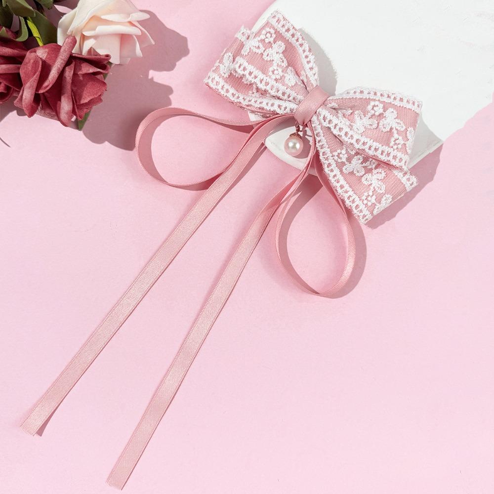 Vintage Fabric Lace Bow Brooches for Women Pearl Ribbon Bowknot Shirt Collar Pin Wedding Party Fashion Badge Jewelry Accessories