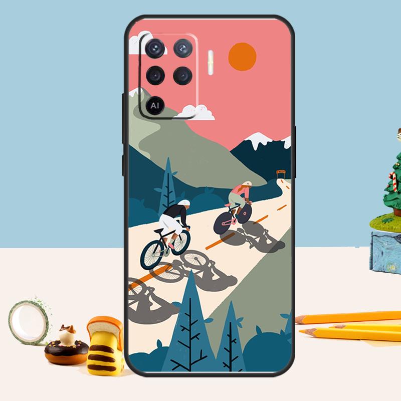 Mountain Bike Cycling art For OPPO A58 A78 A98 A17 A57 A77 A16 A76 A96 A74 A94 A5 A9 A15 A52 A72 A93 A53 A54S Case