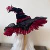 Adjustable Witch Costume Hat Lightweight Comfortable Fabric Elastic Band For Halloween Parties Cosplay Event And Themed Gatherings