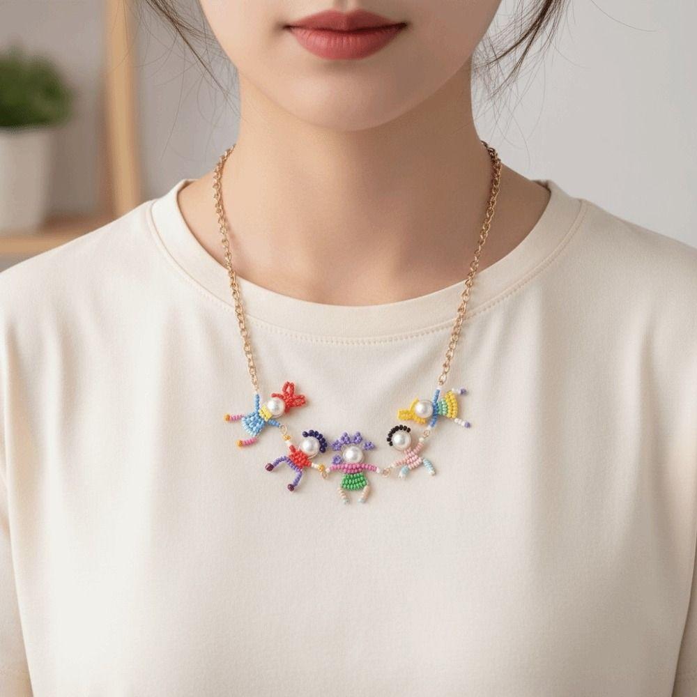 3D Character Collar Character Chokers Necklaces 3D Miniature Man Necklace  Party Accessory