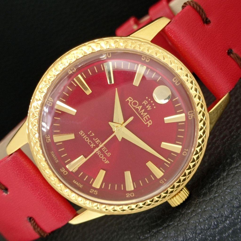 

SWISS VINTAGE HAND-WINDING MENS REFURBISHED RED COLOR DIAL WATCH a707333-1