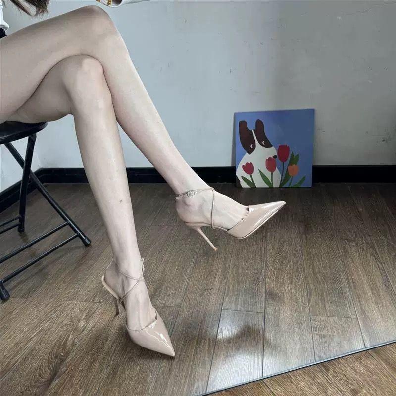 2025 summer shallow mouth outer wear pure desire comfortable high-heeled sandals women's niche design sweet non-slip women's sandals