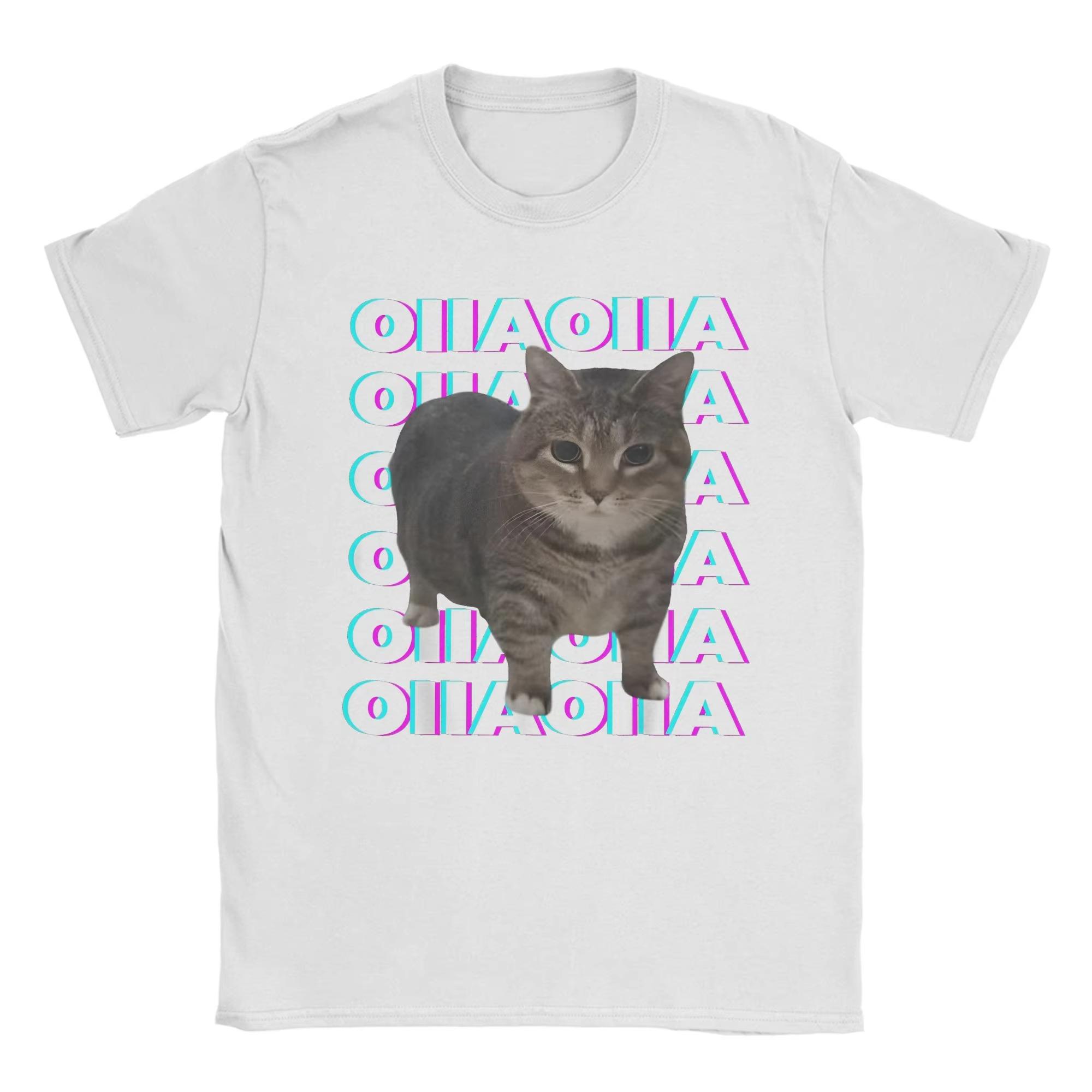 

OIIA OIIA Spinning Cat Meme Glitch Disco Men s T-Shirt Funny Trendy Tee Shirt Short Sleeve Round Collar Tee Cotton Men Clothing S