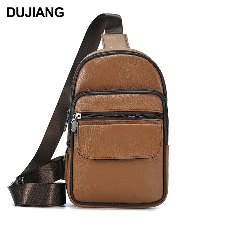 First Layer Cowhide Men'S Breast Bag Outdoor Sports Chest Bag Men'S Business Leather Messenger Bag