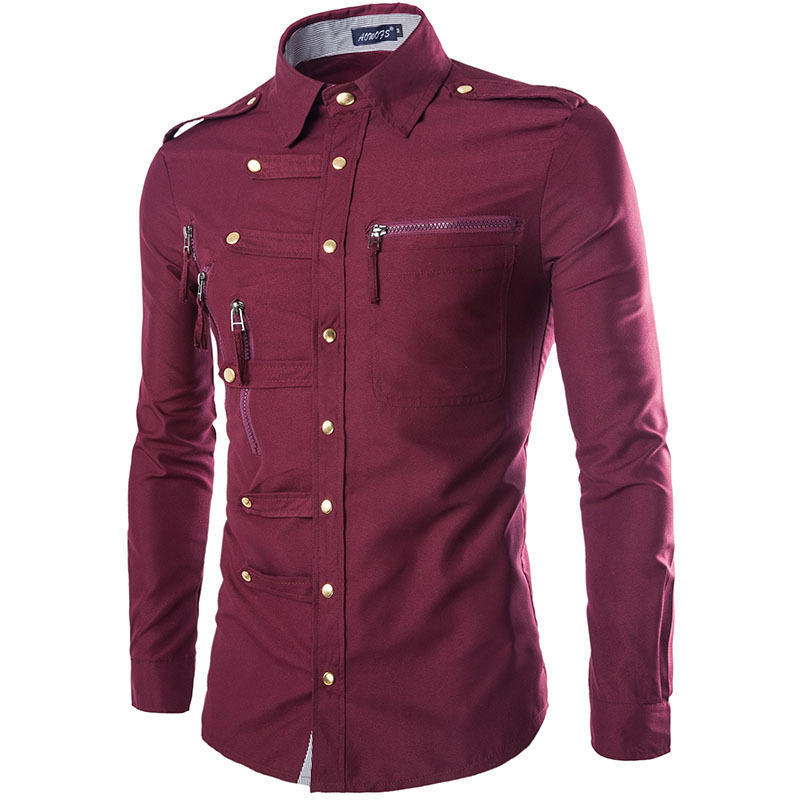 Spring New Style Men's Trendy Slim New Snap Button Zipper Long-sleeved Shirt Comfortable High Quality Unique Beautiful and Most Striking Clothes