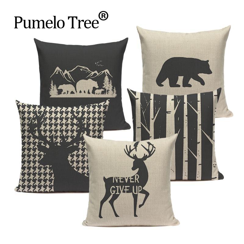 Nordic Home Decorative Cushion Covers Original Bear Deer Cushions Custom High Quality Decor 45Cmx45Cm Square Printed Pillow Case