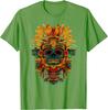 Aztekischer Maya Gott Schädel Kopfschmuck Grafik T-Shirt Herren Atmungsaktiv Kurzarm T-Shirt Lässiger Ausflug