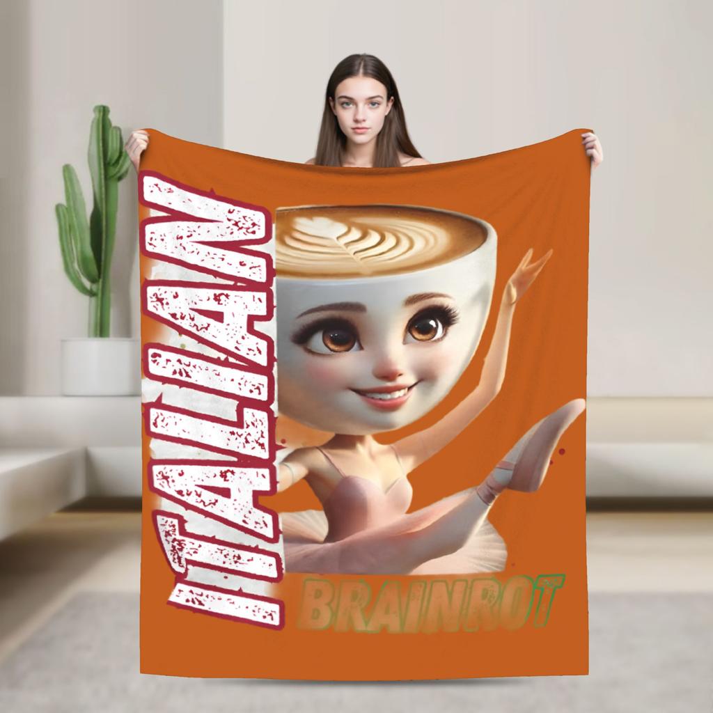 Coperta Design Personaggi Meme Brainrot Italiani Morbida Divertente Traspirante Plaid per Letto Divano Decorazione Tessile