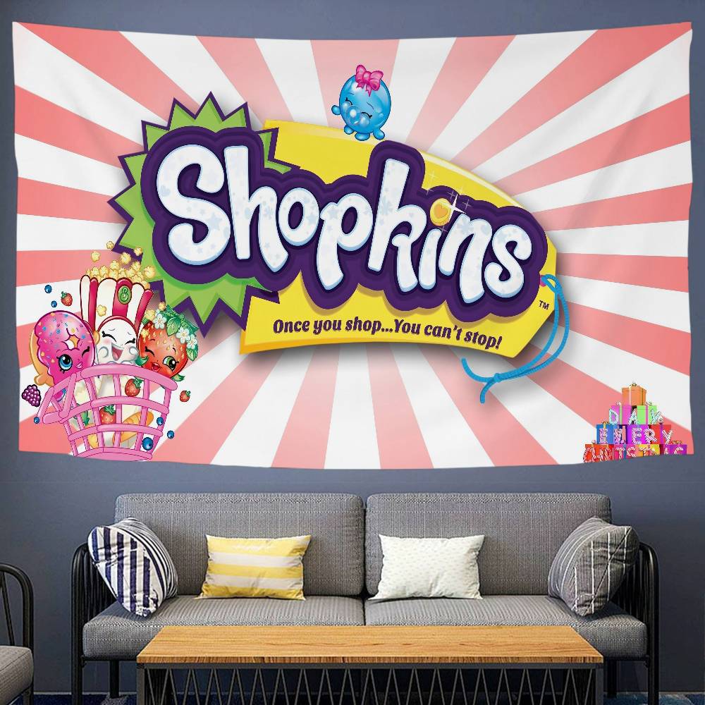 Cute SShopkins Anime Tapestry Wall Hanging Decoration Household Wall Hanging Home Decor