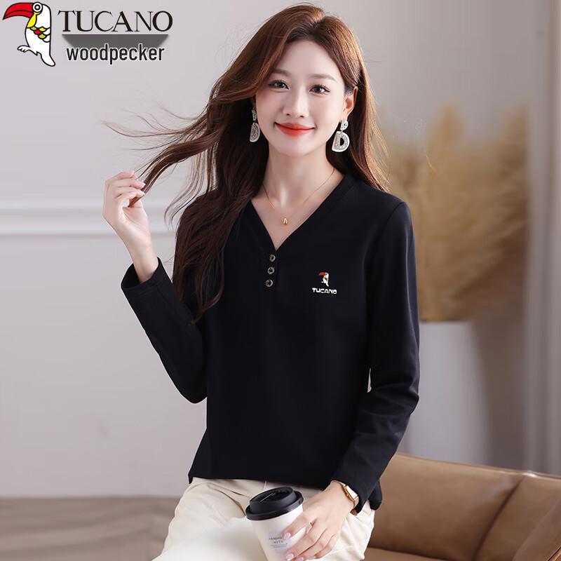 Woodpecker Women's V-Neck Long-Sleeve Casual Top