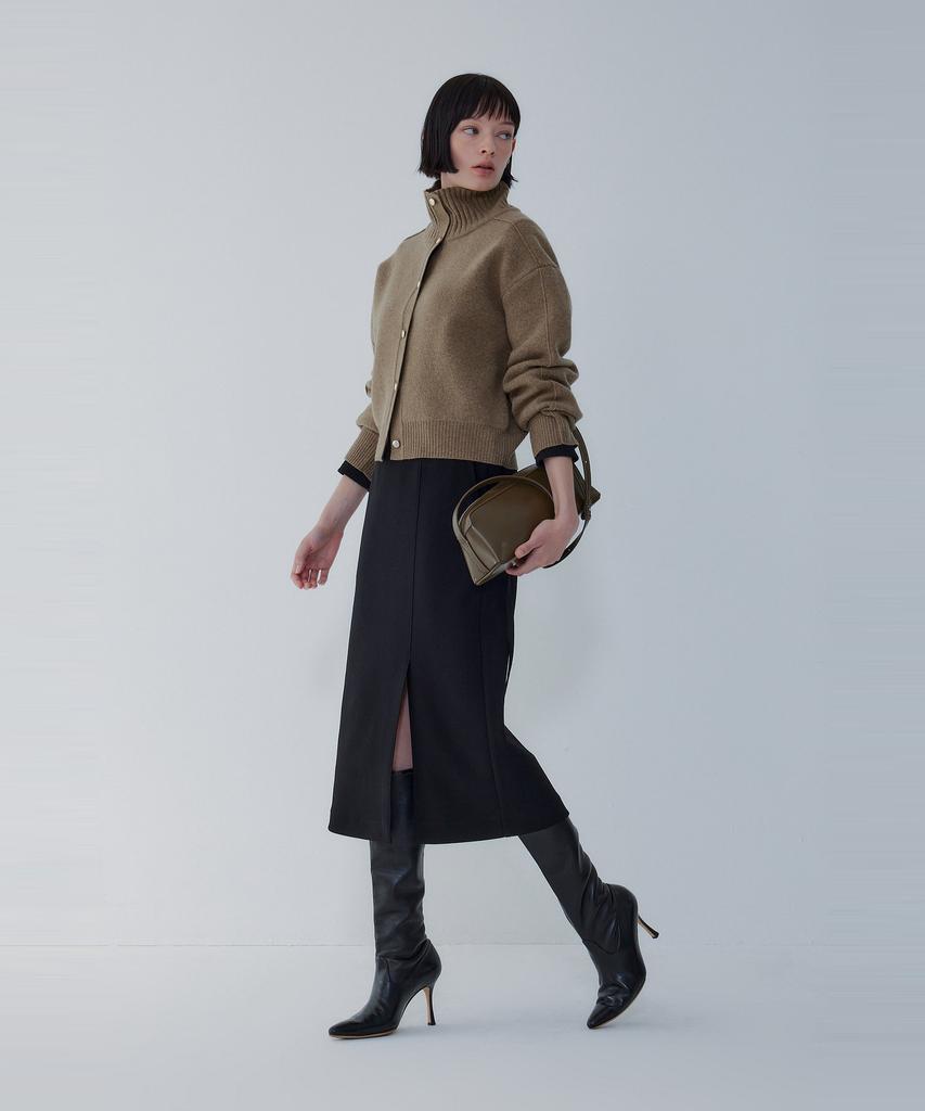 Bobeu Belted Slit Straight Skirt_Black 7156135001
