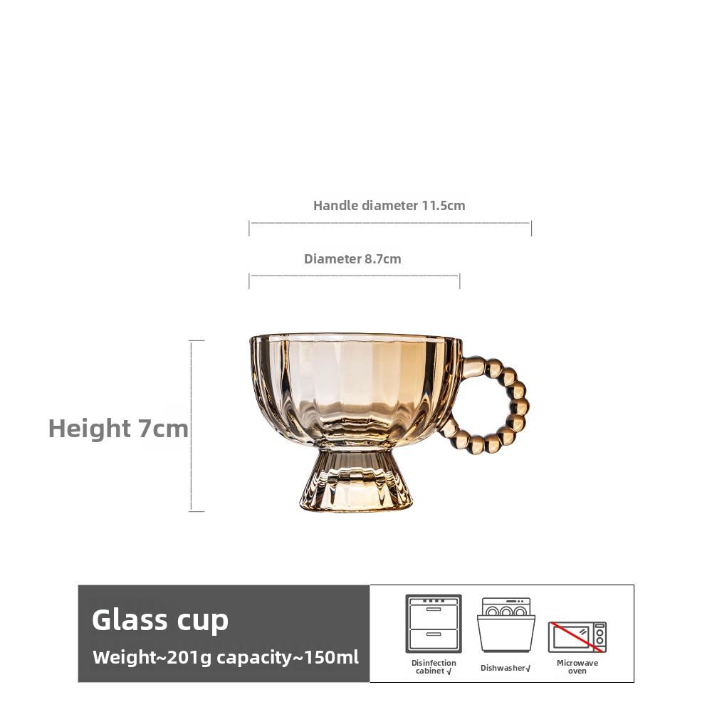 Summer Luxury Glass Cup Transparent Cold Drink Coffee Cup Ins Ice Cream Cup High-end Home Use