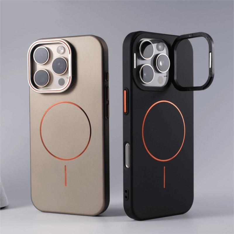 Lens Kickstand Holder For Magsafe Case for iPhone 16 15 14 13 Pro Max Matte Magnetic Shockproof Hard Camera Ring Cover