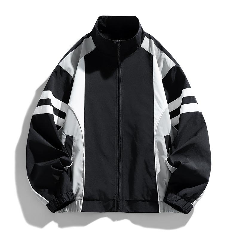 Men s Waterproof Jacket Spring Loose Casual Stand-up Collar Tooling Jacket M чёрный