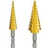 Titanium-Plated Hexagonal Shank Step Drill Bit Set, Made Of High-Speed Steel With Straight Grooves, 3-Piece