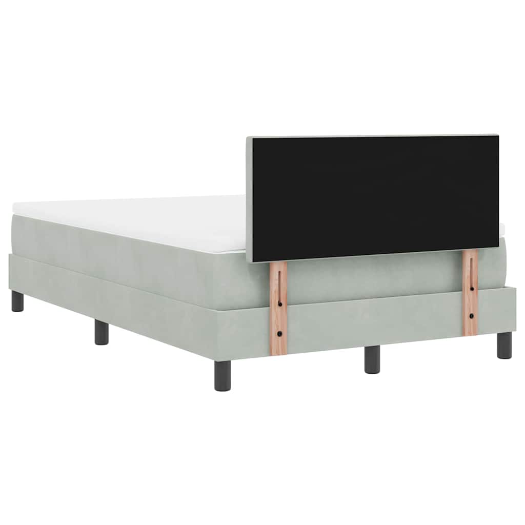Box Spring Bed with Mattress Light Grey 120 x 190 cm Velvet