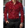 Herren langärmliges Hemd mit Knopfleiste und Kragen, floraler Aufdruck, formell, romantisch, große Blume blühende Blume Ganzkörperdruck, Herren Tropi
