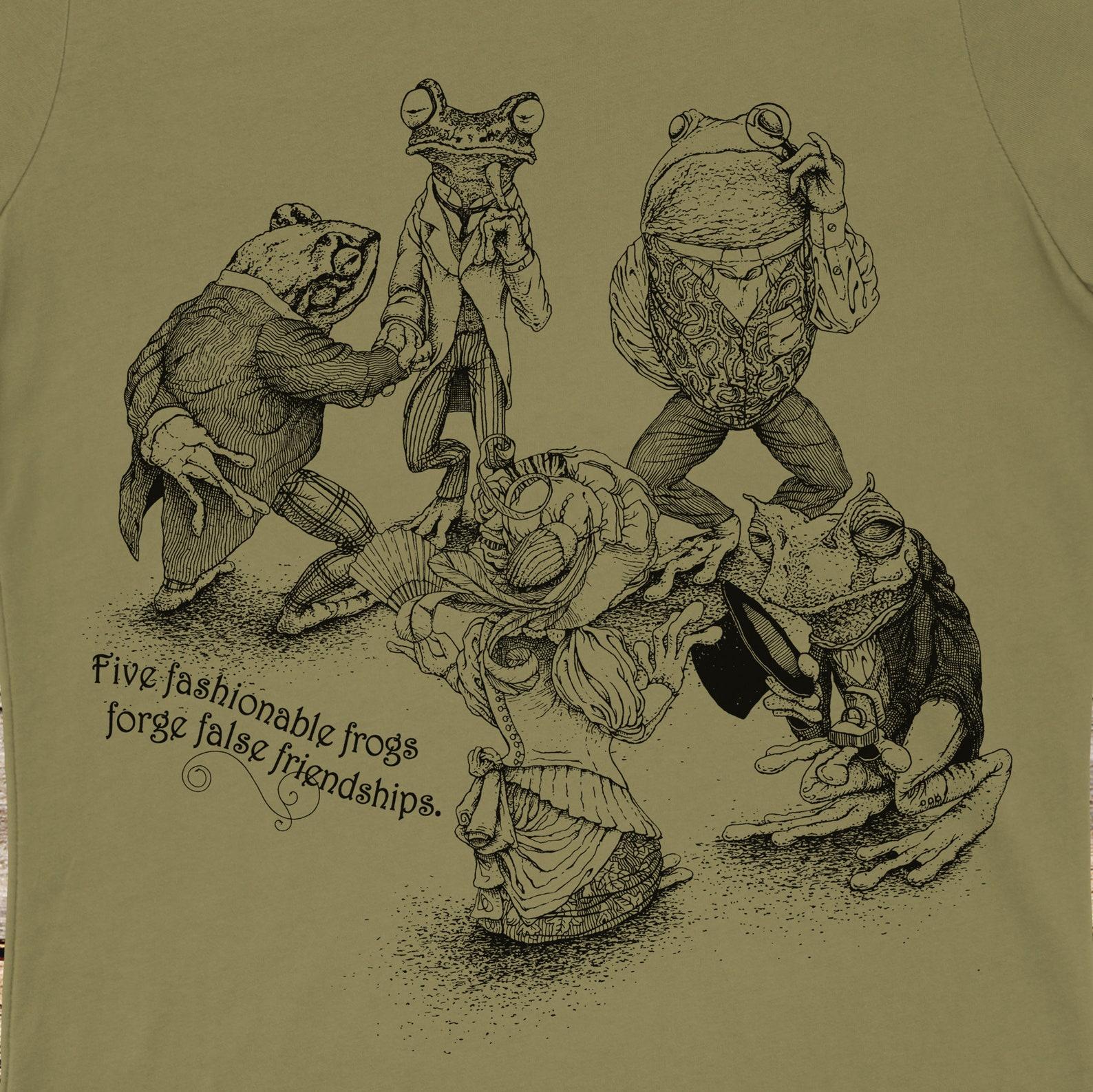 Women s Frog T-Shirt: Fashionable Amphibians Screen Printed Tee, Animal Art L