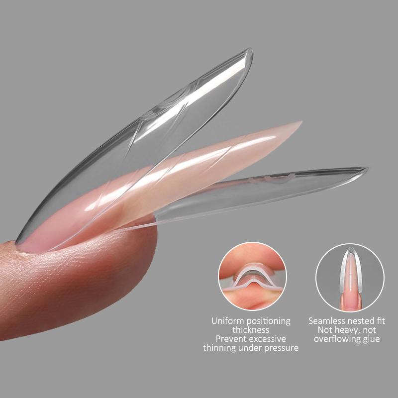 Sandwich Dual Nail Forms 240Pcs 14Size Quick Extensions-Dual Forms T-Shaped Ellipse Manicure Forms Top Mold Bottom Mold 3D