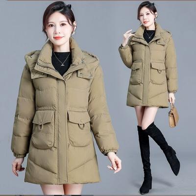 Mid-length Hooded Down Cotton-padded Jacket Women's Fashion Mother Wear Thick Warm Cotton-padded Jacket Women