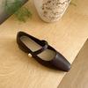 2025 autumn French retro Mary Jane small leather shoes femininity square head flat sole shoes versatile light mouth commuter shoes