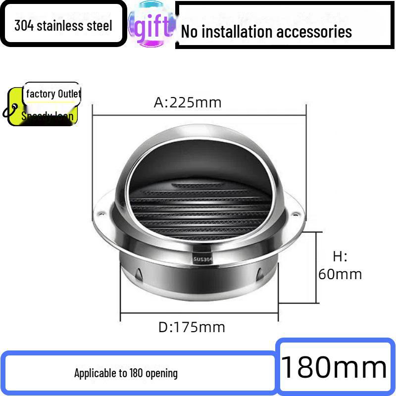 304 Stainless Steel Ventilation Cap: Rain-Proof Exhaust Cover for Exterior Wall and Range Hood, PVC Compatible