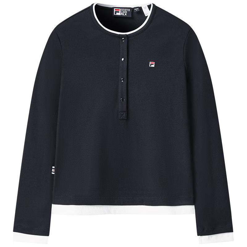 FILA Women s Faux Two-Piece Slim Fit Knit Henley Shirt XS