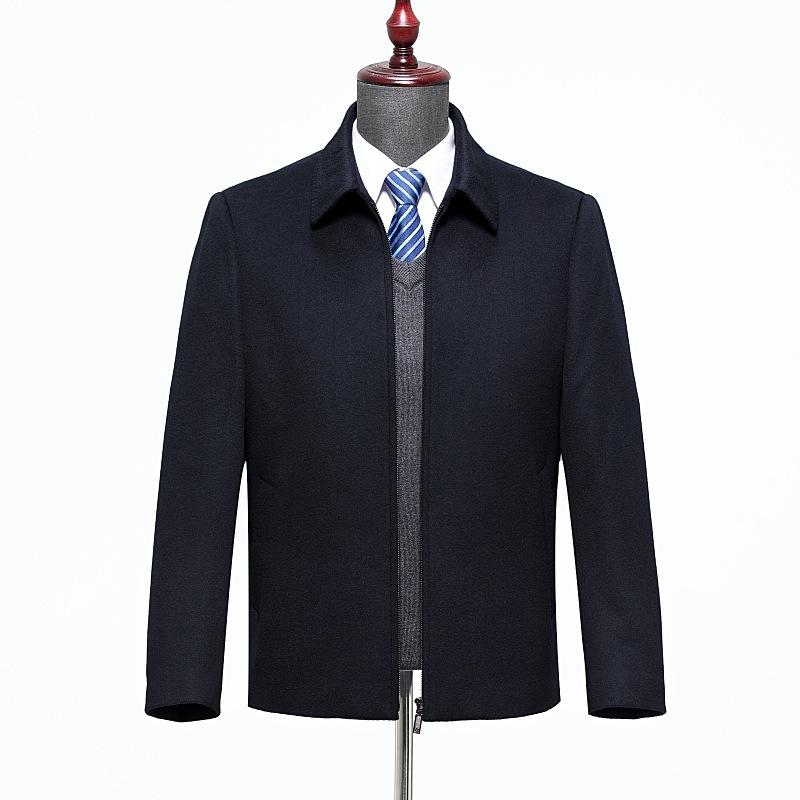 Men's Cashmere Woolen Coat, Middle-aged and Elderly Autumn and Winter New Dad Wear Lapel Thick Jacket
