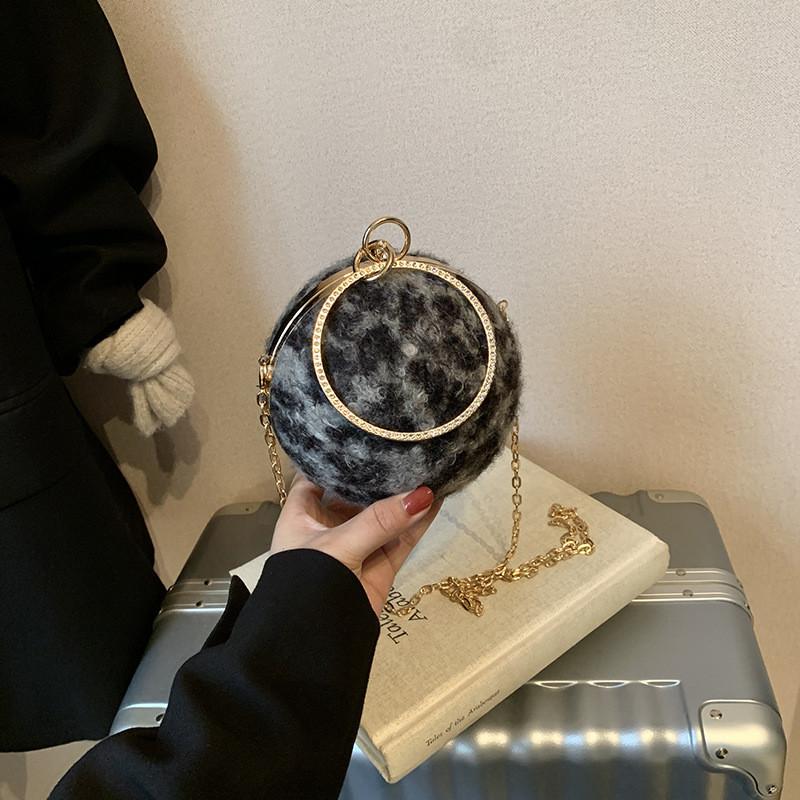 Fashionable Women's Canvas Crossbody Bag In Black Khaki And Brown Unique Round Design