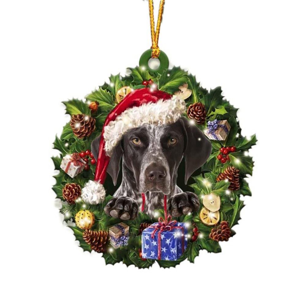 

Hanging Christmas Dogs Ornament 2D Christmas Tree Pendant Xmas Dogs Keychain Car R