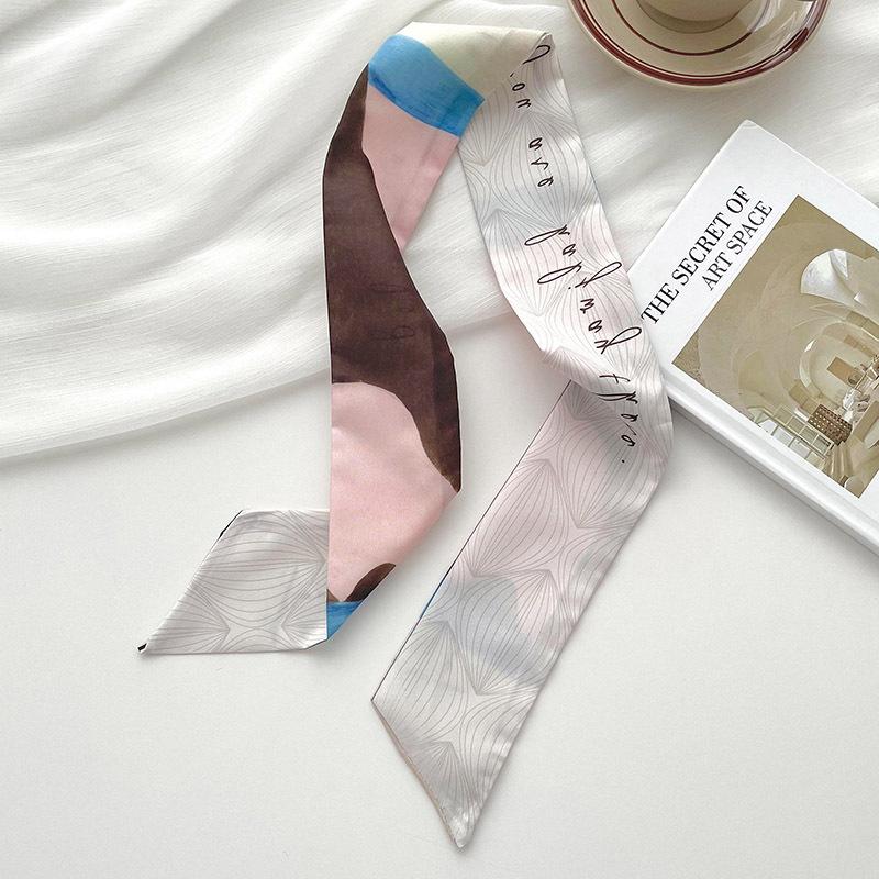 Silk Scarf Headband French Braided Hair Ribbon Versatile Ponytail Streamer Headgear Bag Decoration