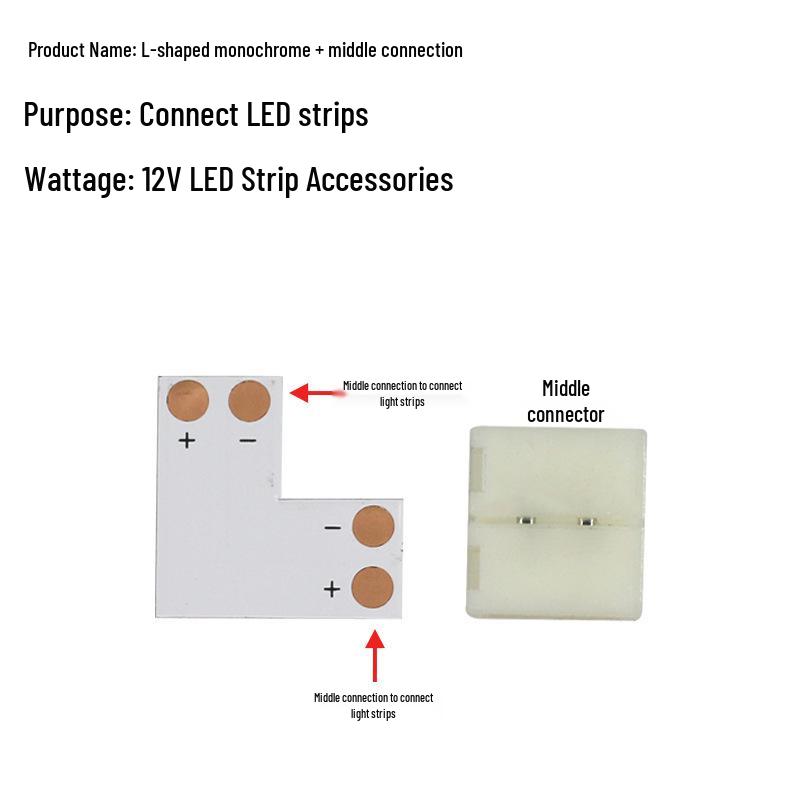 Solderless Connector Cable for LED 3528/5050 Strip Light - Seven-Color Snap, Low Voltage