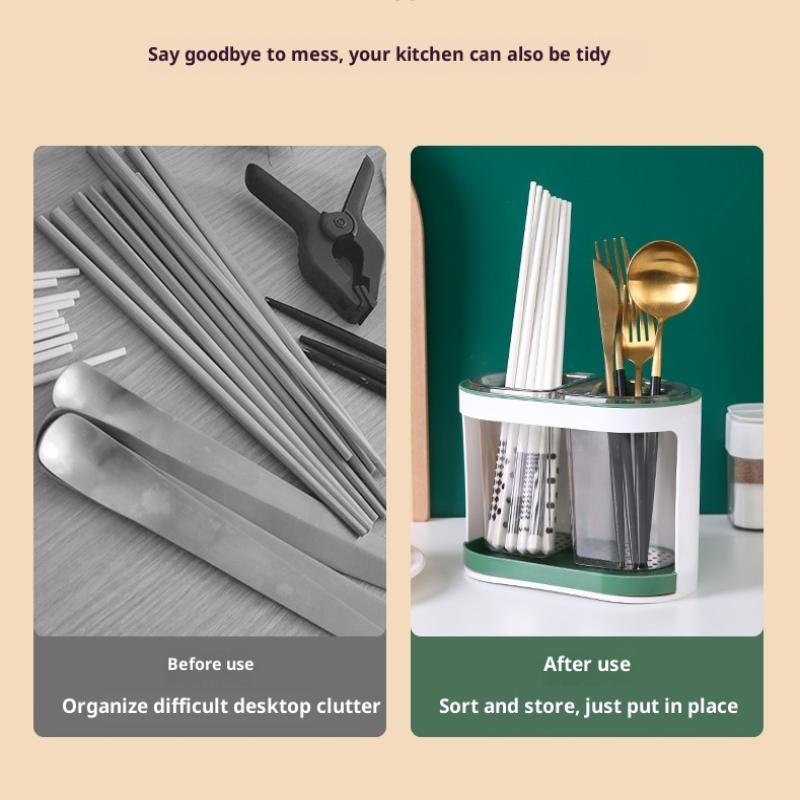 Utensil Holder Cutlery Drainer Kitchen Tableware Storage Bucket Plastic Chopstick Spoon Storage Rack Detachable Kitchen Tools