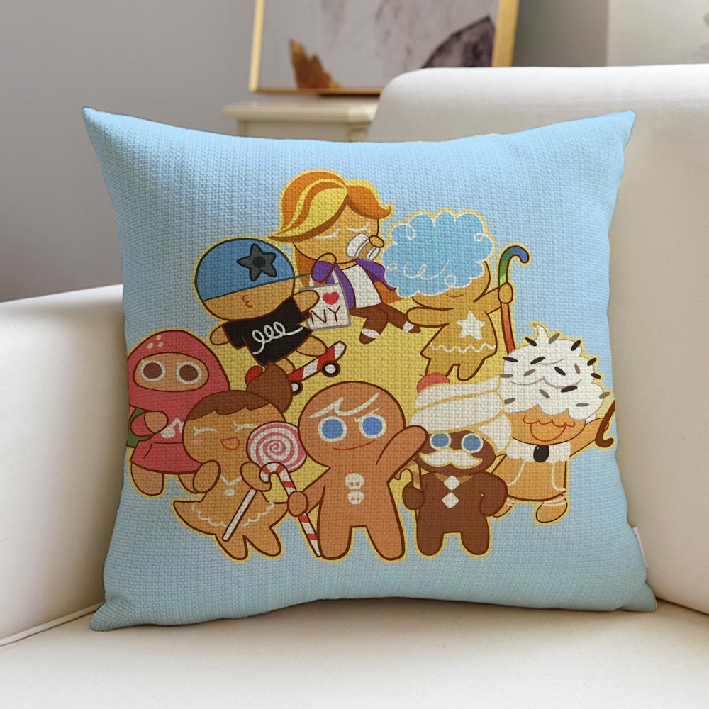 Fun CCookie RunS Cushion Cover Breathable and skinfriendly linen pillowcase square removable and washable cushion